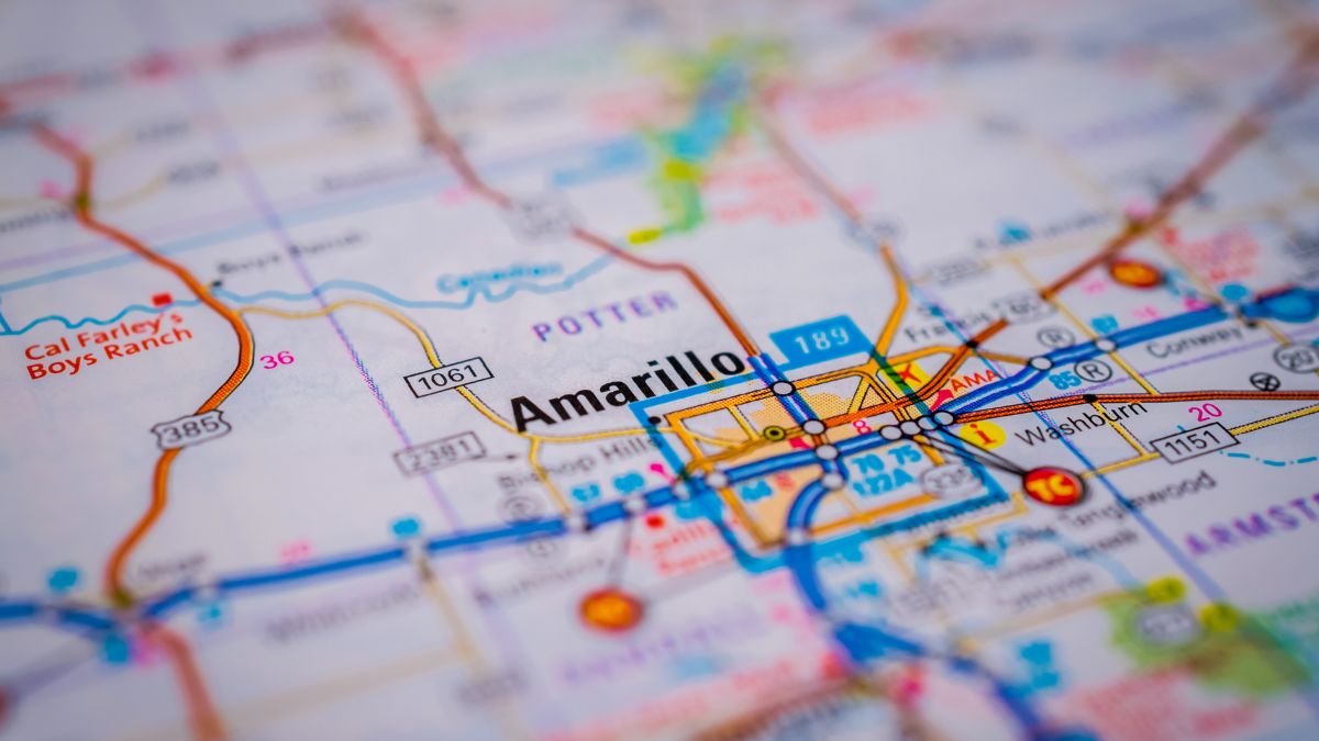 Map of Amarillo showing Potter County 