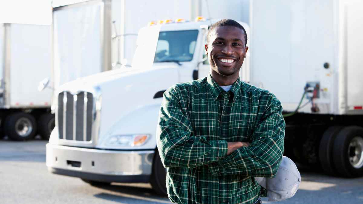 A truck driver considering a semi truck title loan.